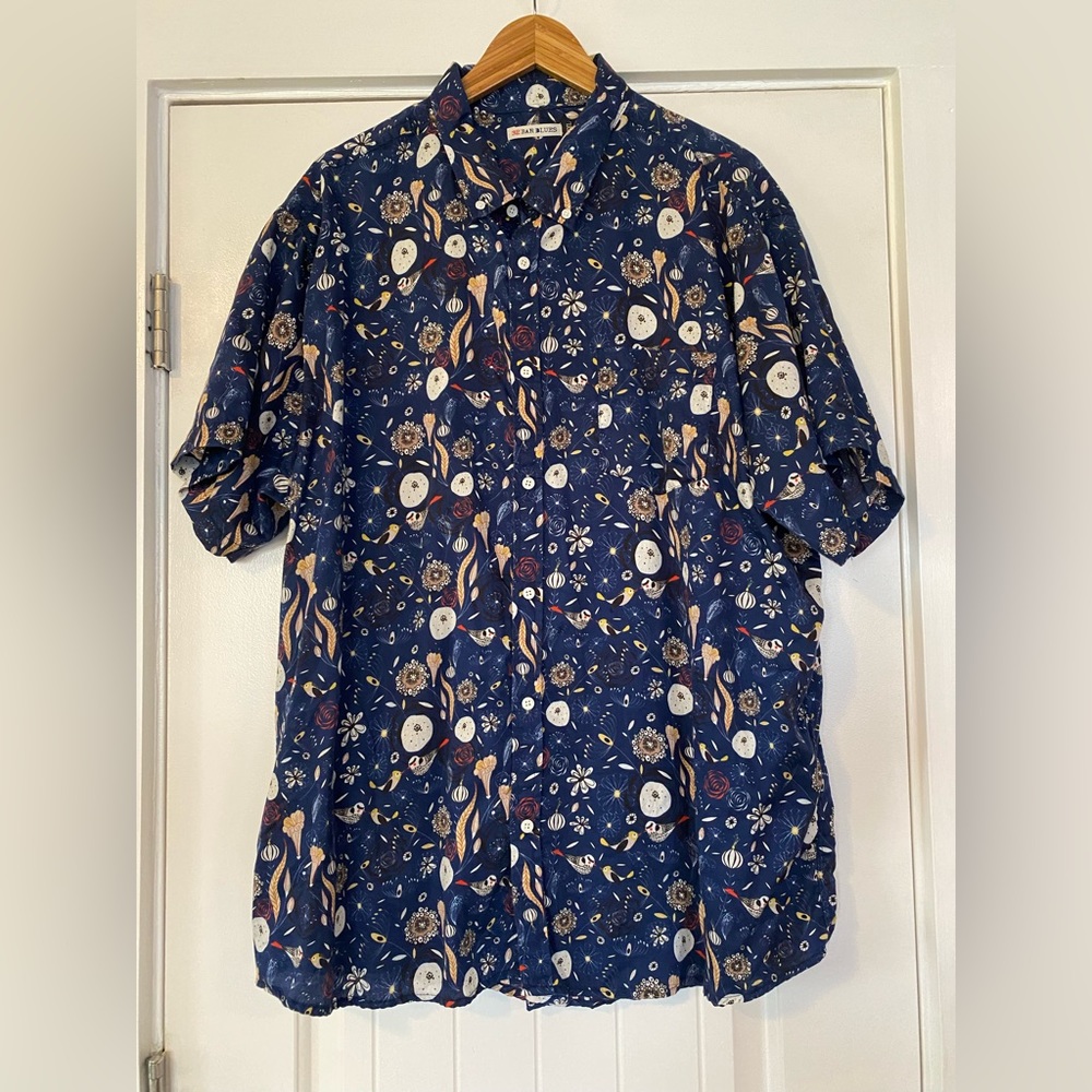 32 Bar Blues Button Down Bird Shirt Size XXL